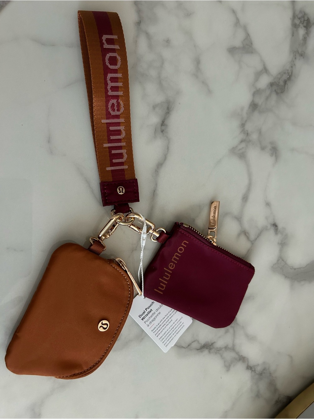 lululemon athletica Wristlet Keychain Pouches in Brown and Burgundy